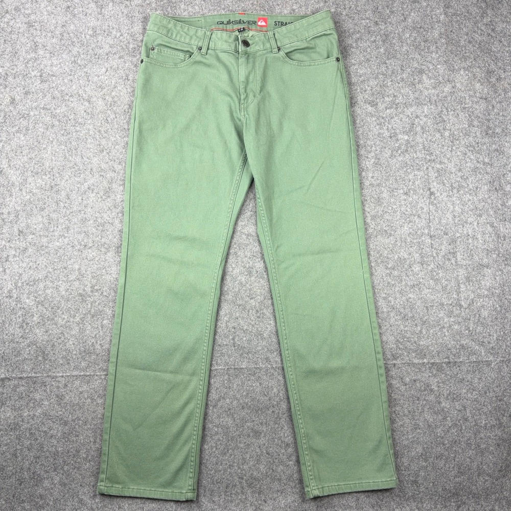 Quiksilver Jeans Mens 32x32 Green Crosstown Straight Fit Stretch Skate Surf